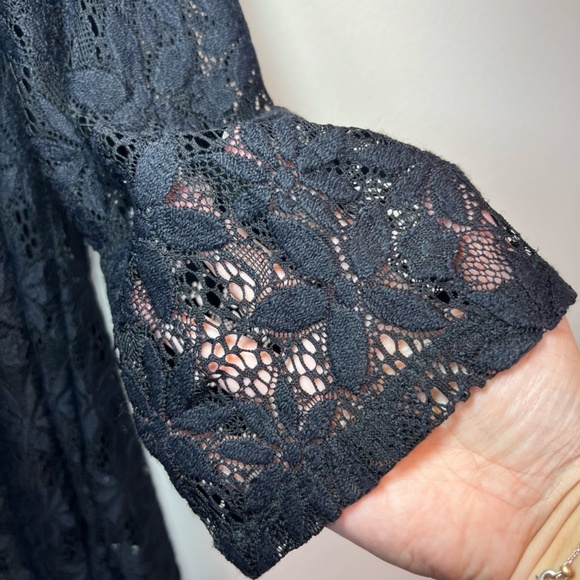 J. VALDI Womens Floral Crochet Lace Tunic Swim Cover Up Dress Black NEW Sz Large - Picture 10 of 15